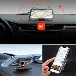 Support téléphone voiture aimant rectangle arrondi rotation 360°