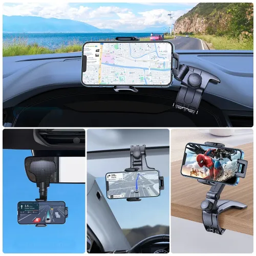 Support téléphone voiture tableau de bord avec clip d'accrochage