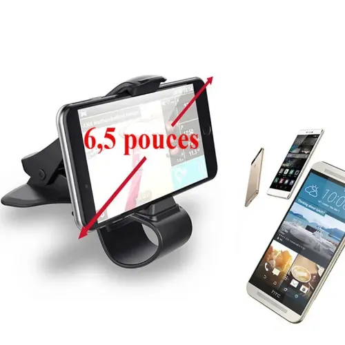 Support téléphone voiture pince tableau de bord