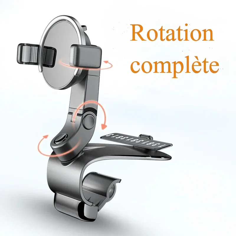 Support téléphone voiture pince base ronde