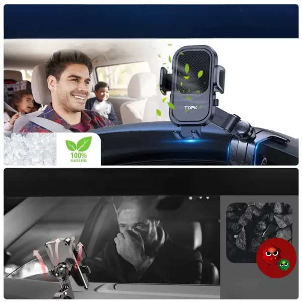 Support téléphone voiture pince bras articulé ajustable