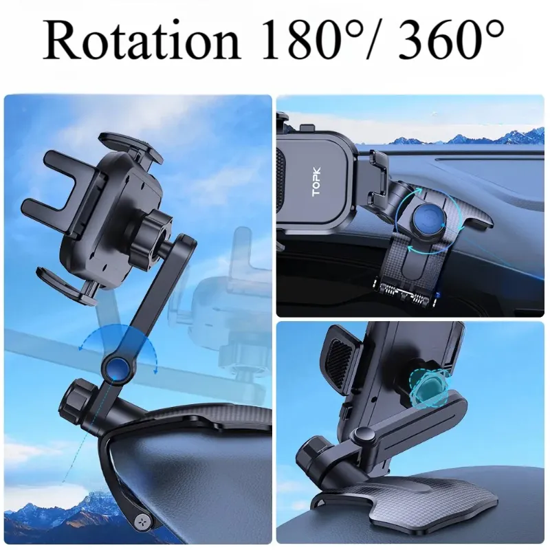 Support téléphone voiture pince bras articulé ajustable
